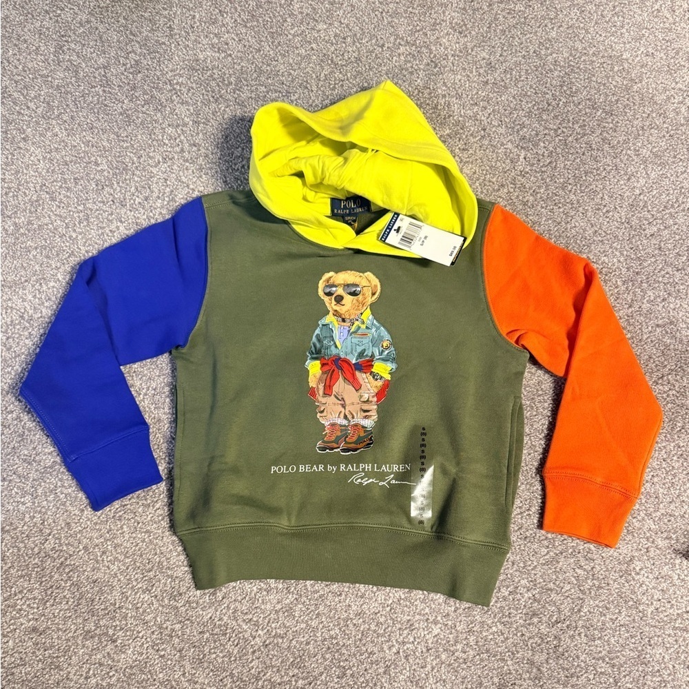 Ralph Lauren Kids Colorful Bear Hoodie - Hiking bear
